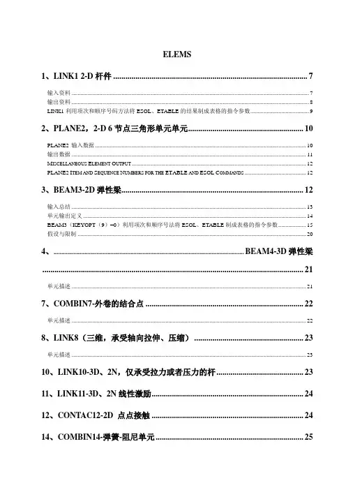 Ansys单元介绍