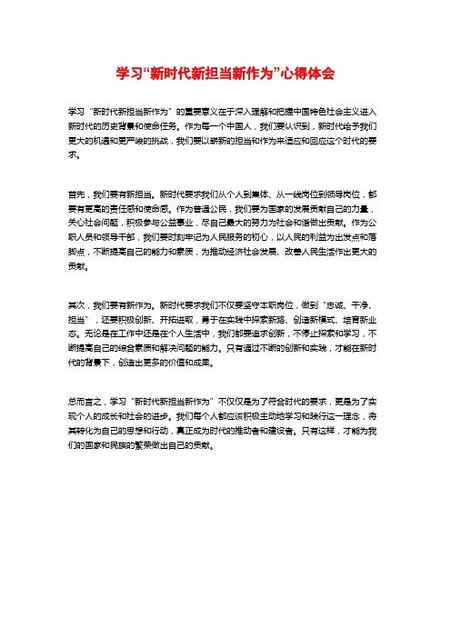 学习“新时代新担当新作为”心得体会