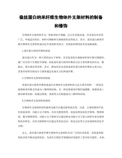 蚕丝蛋白纳米纤维生物体外支架材料的制备和修饰