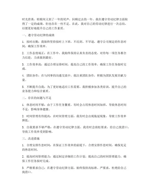 劳动纪律个人工作总结