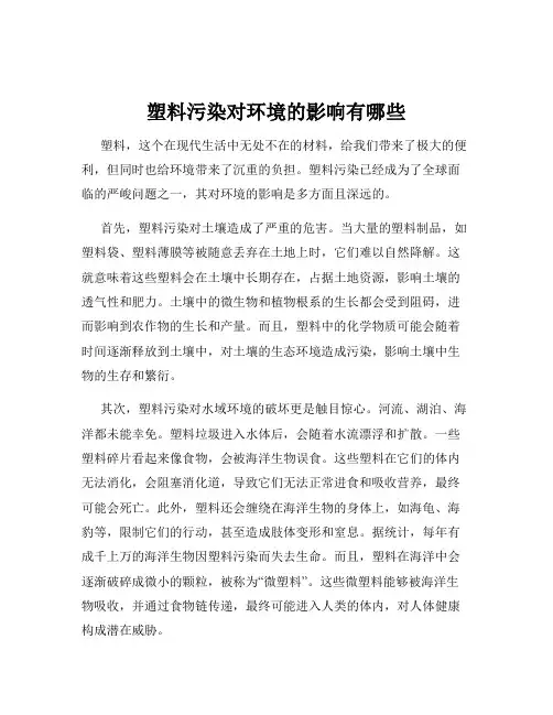 塑料污染对环境的影响有哪些
