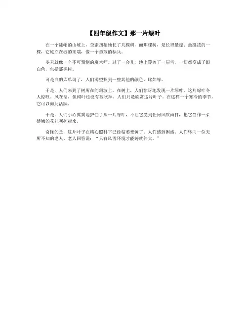 【四年级作文】那一片绿叶