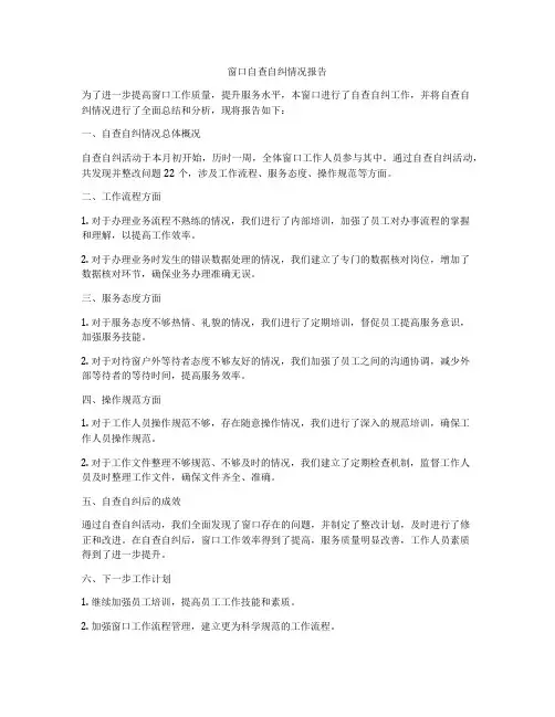 窗口自查自纠情况报告
