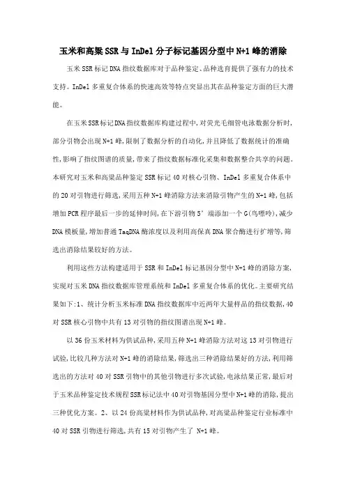 玉米和高粱SSR与InDel分子标记基因分型中N+1峰的消除