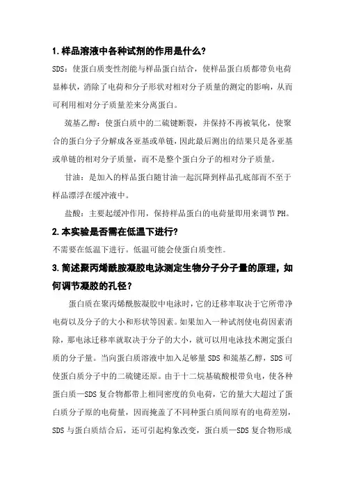 SDS-PAGE电泳法测蛋白质分子量