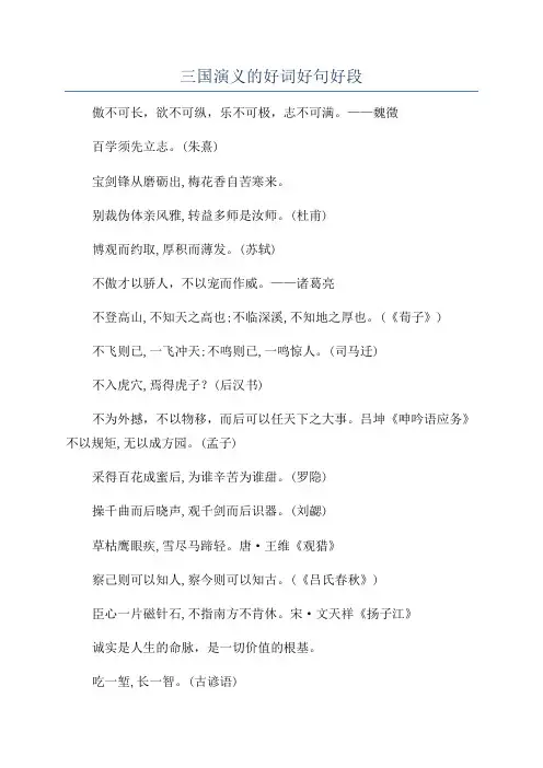 三国演义的好词好句好段