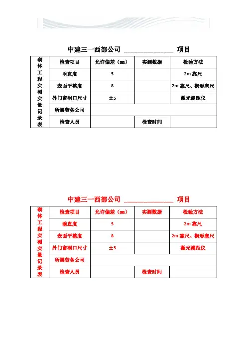 项目实测实量数据上墙张贴表[精品文档]