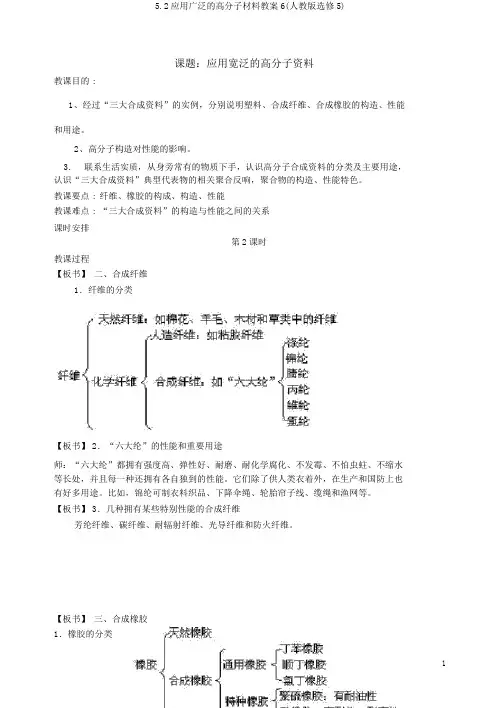 5.2应用广泛的高分子材料教案6(人教版选修5)