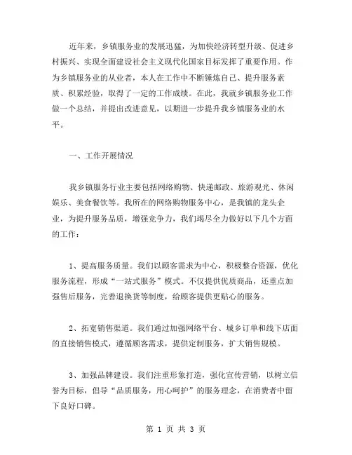 乡镇服务业工作总结范文