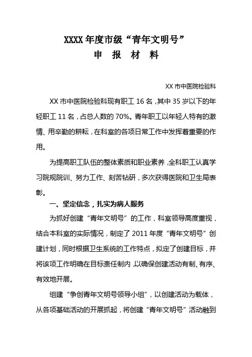 青年文明号申报材料
