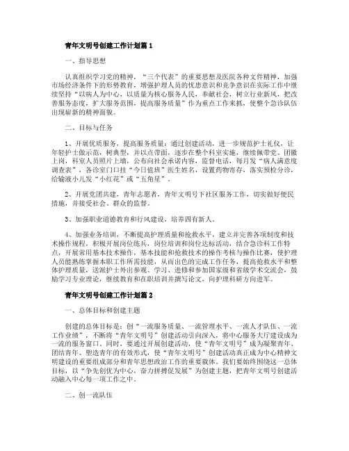 青年文明号创建工作计划