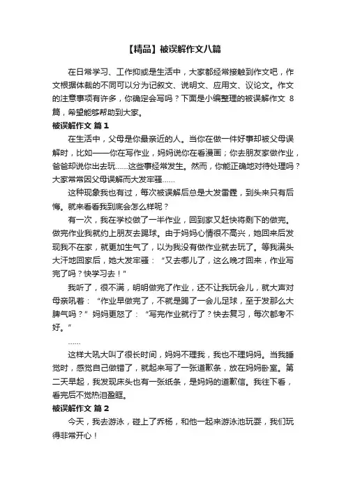 【精品】被误解作文八篇