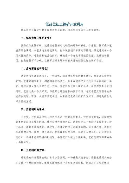 低品位红土镍矿开发利用