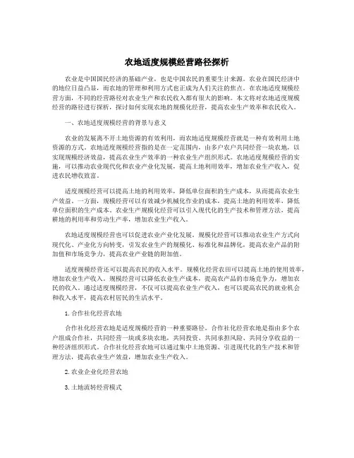 农地适度规模经营路径探析