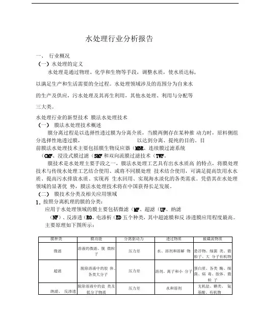 水处理行业分析报告