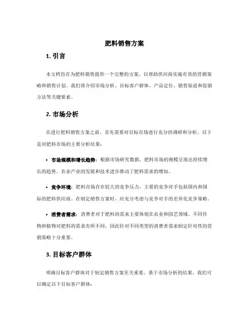 肥料销售方案