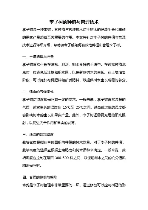 李子树的种植与管理技术