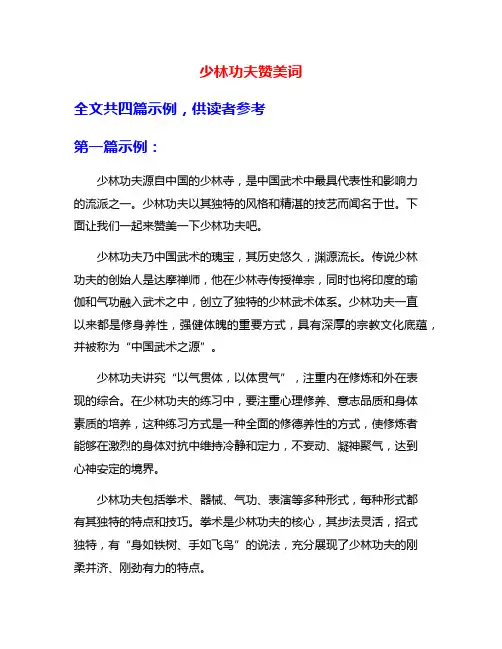 少林功夫赞美词