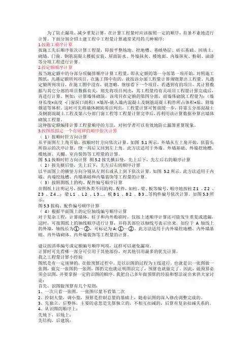 工程量计算顺序