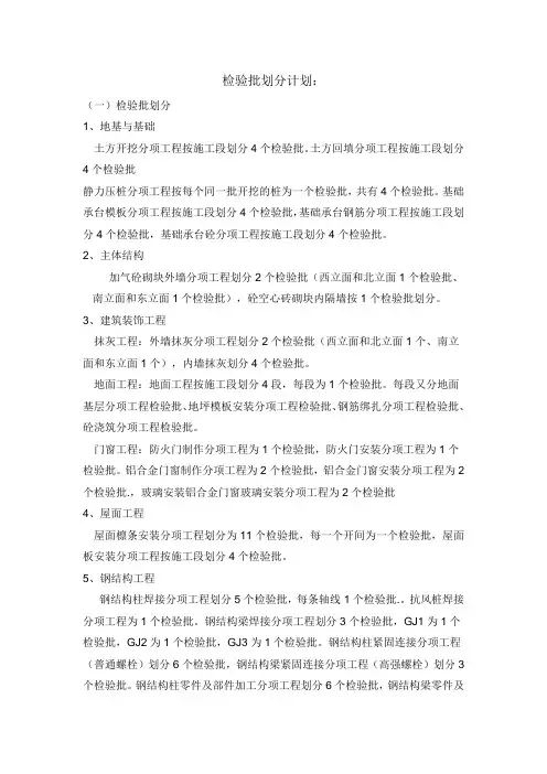 检验批划分计划