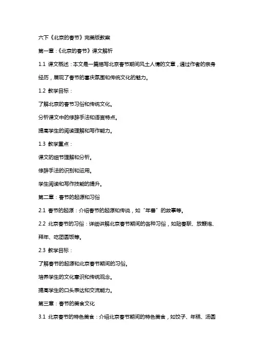六下《北京的春节》完美版教案