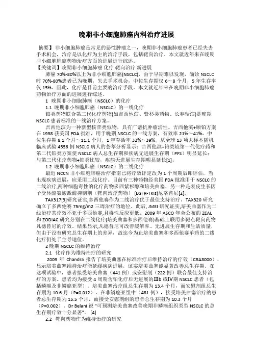 晚期非小细胞肺癌内科治疗进展