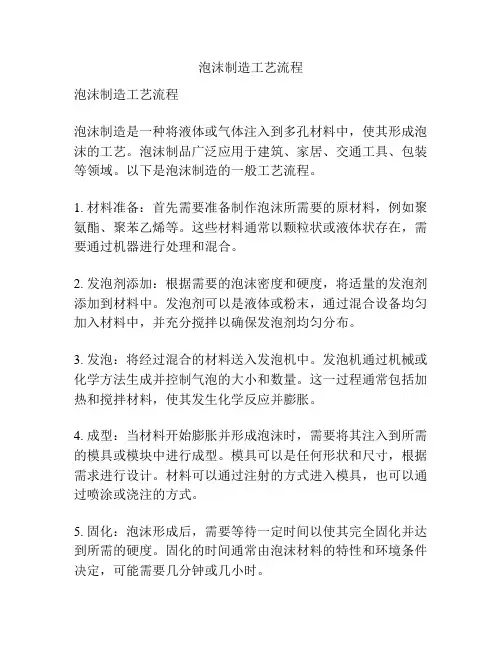 泡沫制造工艺流程
