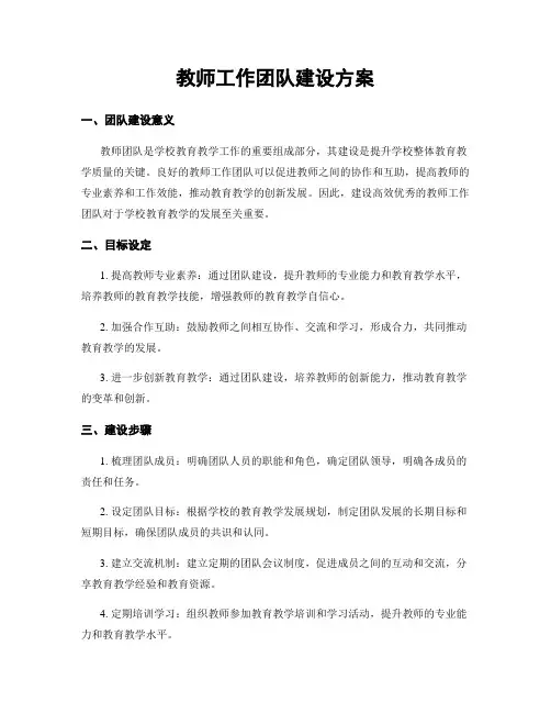 教师工作团队建设方案