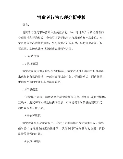 消费者行为心理分析模板