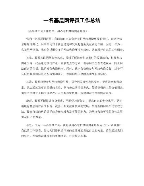 一名基层网评员工作总结
