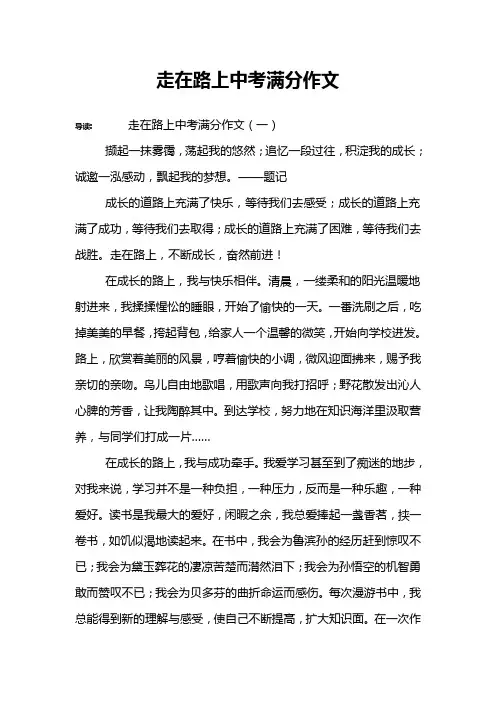 走在路上中考满分作文