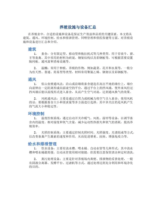 养殖设施与设备汇总
