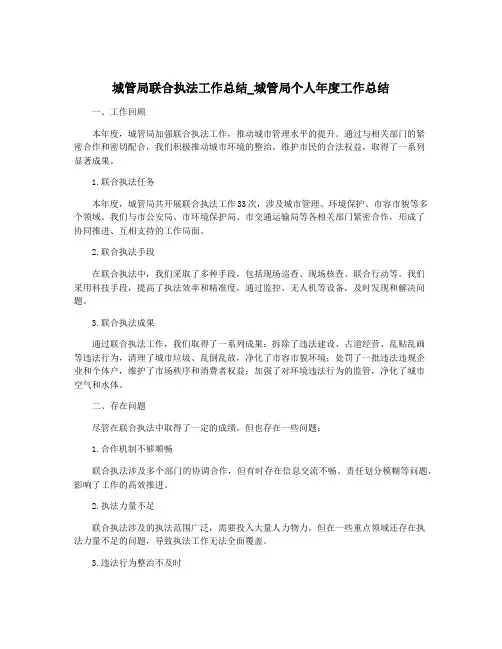 城管局联合执法工作总结_城管局个人年度工作总结