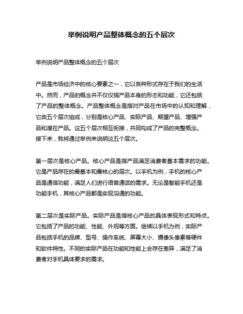 举例说明产品整体概念的五个层次