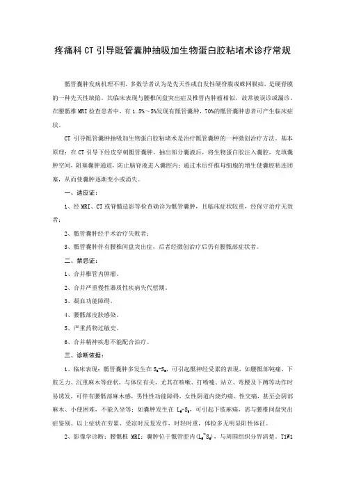 疼痛科CT引导骶管囊肿抽吸加生物蛋白胶粘堵术诊疗常规