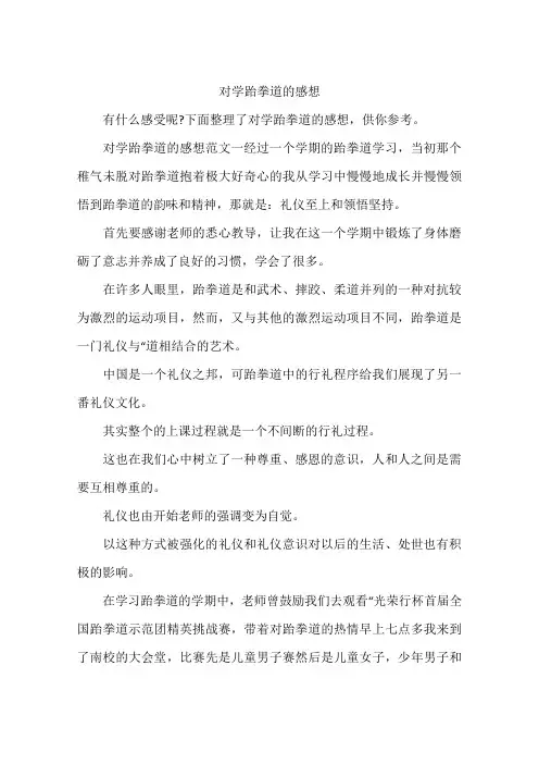 对学跆拳道的感想