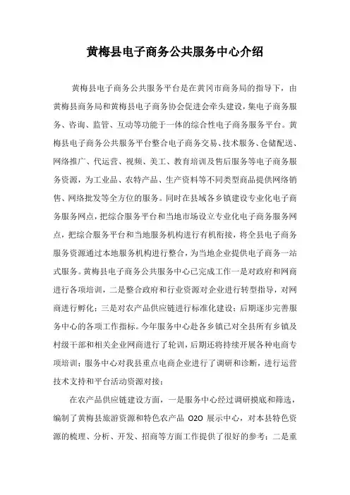 黄梅县电子商务公共服务中心介绍修改版(已打印)