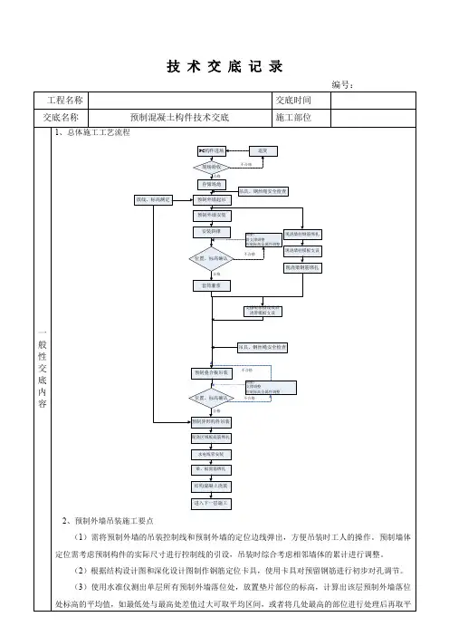 预制混凝土构件技术交底