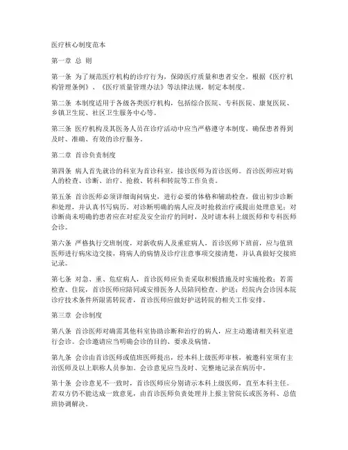 医疗核心制度范本