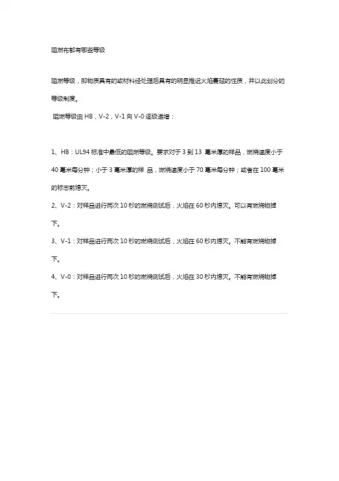 布料阻燃等级划分标准