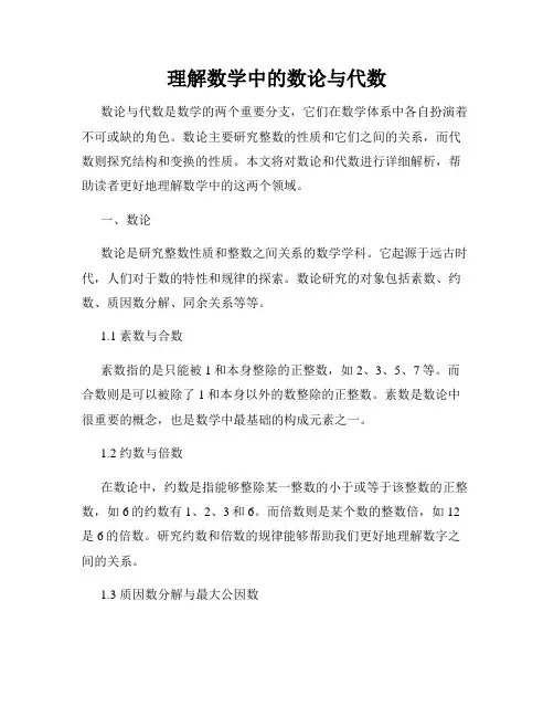 理解数学中的数论与代数