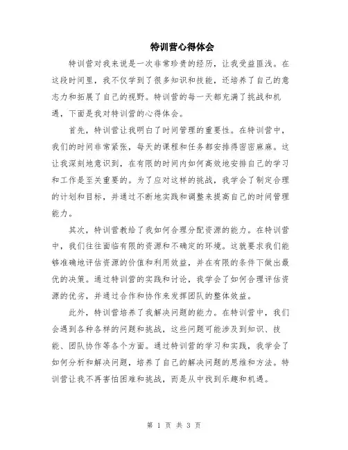 特训营心得体会