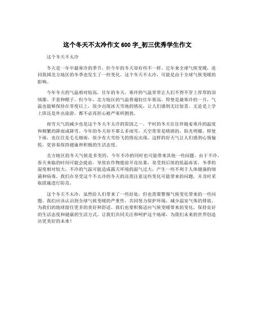 这个冬天不太冷作文600字_初三优秀学生作文