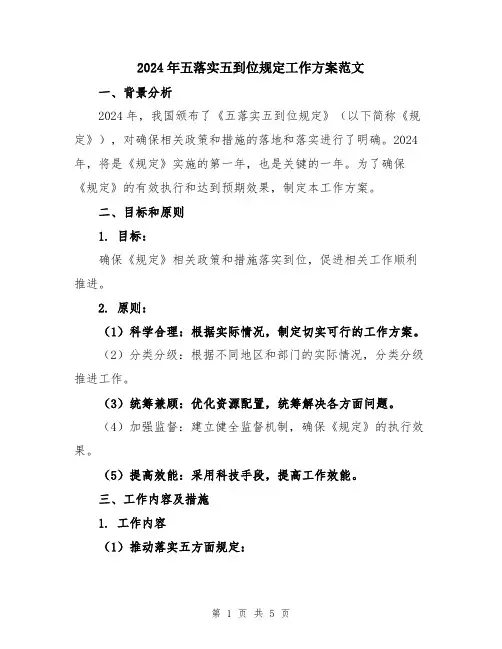 2024年五落实五到位规定工作方案范文
