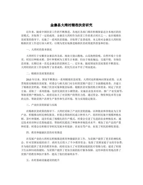 金寨县大湾村精准扶贫研究