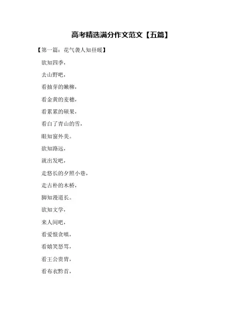 高考精选满分作文范文【五篇】
