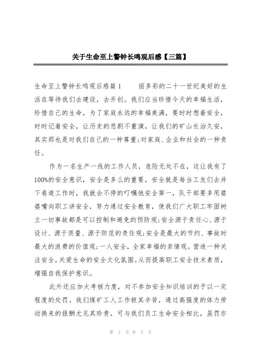 关于生命至上警钟长鸣观后感【三篇】