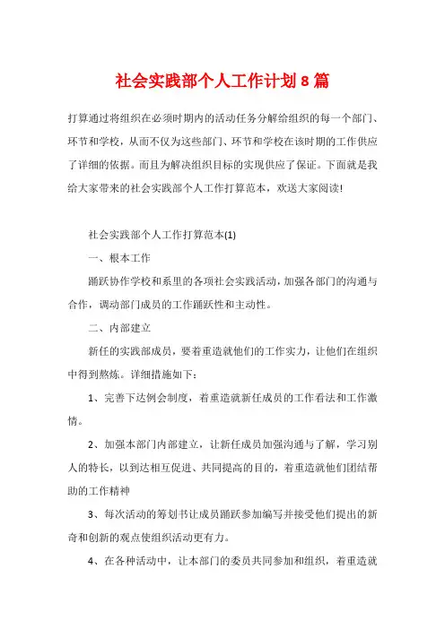 社会实践部个人工作计划8篇