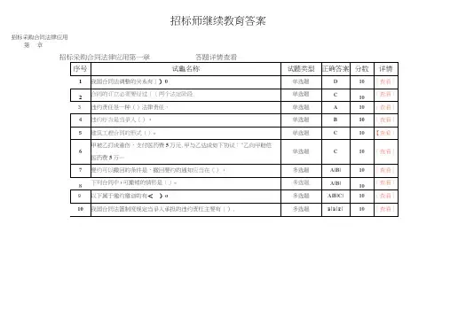 招标师继续教育考试答案(整理)