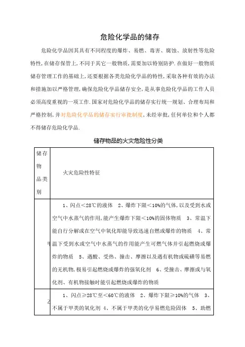 危险化学品的储存
